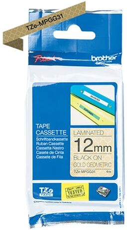 Brother TZe-MPGG31 fita preta sobre ouro 12 mm