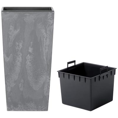 Pflanzkübel PROSPERPLAST "Urbi Square Effect", grau (granitgrau), B:22cm H:42cm T:22cm, Polypropylen, Pflanzgefäße, Pflanzkübel, BxTxH: 22x22x42 cm