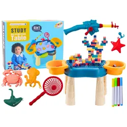 Multifunktionaler Tisch 4in1 Blöcke Angeln Zeichnen Blau