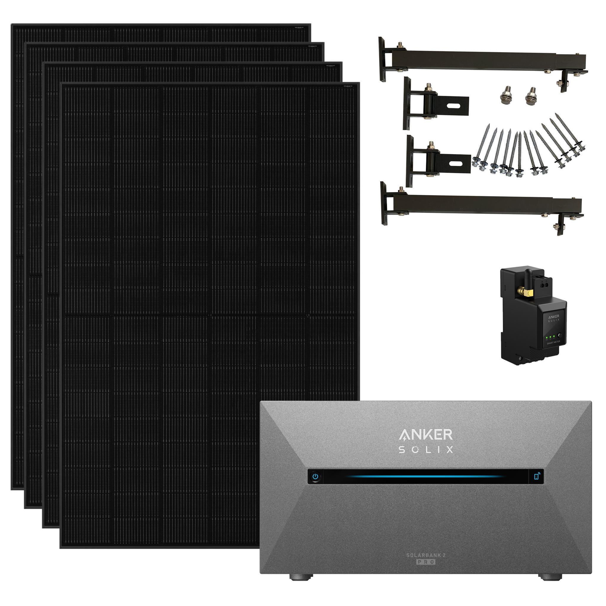 Anker SOLIX 2 Pro Balkonkraftwerk 1820W mit Smart Meter mit Halterung