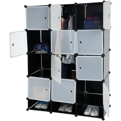 Regalsystem Cairns T306, Steckregal Garderobe Kleiderschrank, 8 Boxen je 37x37x47cm schwarz
