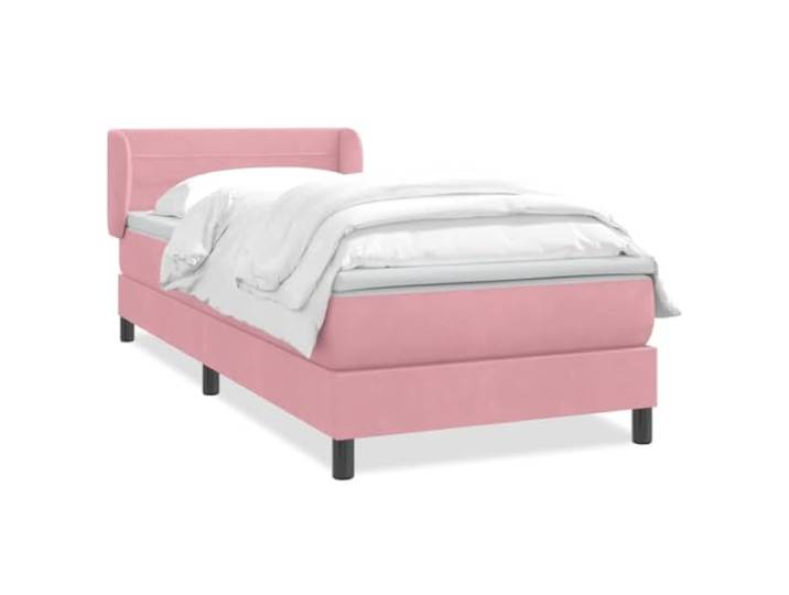 LKJephalotrop Boxspringbett mit Matratze 80x220 cm Samt Rosa Elegant verstellbares Einzelbett mit Taschenfederkernmatratze und Topper fuer maximalen Komfort im Schlafzimmer.