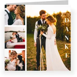 Dankeskarte Hochzeit: Just Married mit Fotos