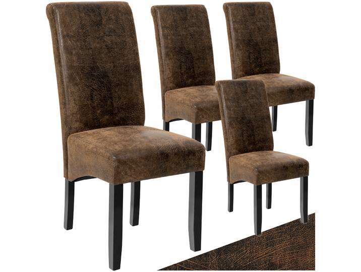 Esszimmerstuhl, ergonomisch, massives Hartholz - antikbraun, 4er Set