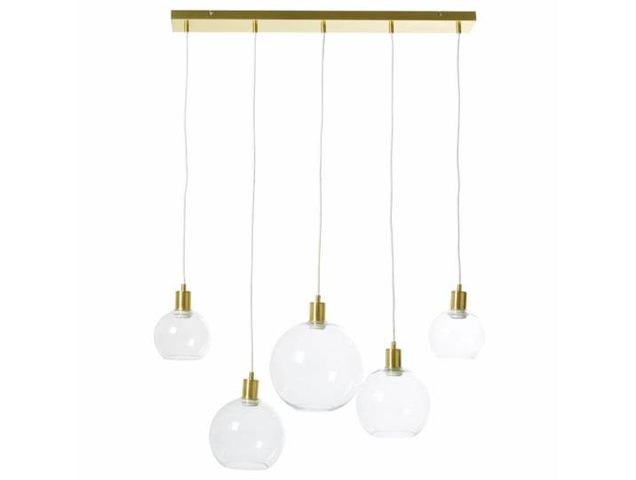 Suspension 5 globes en verre et métal doré
