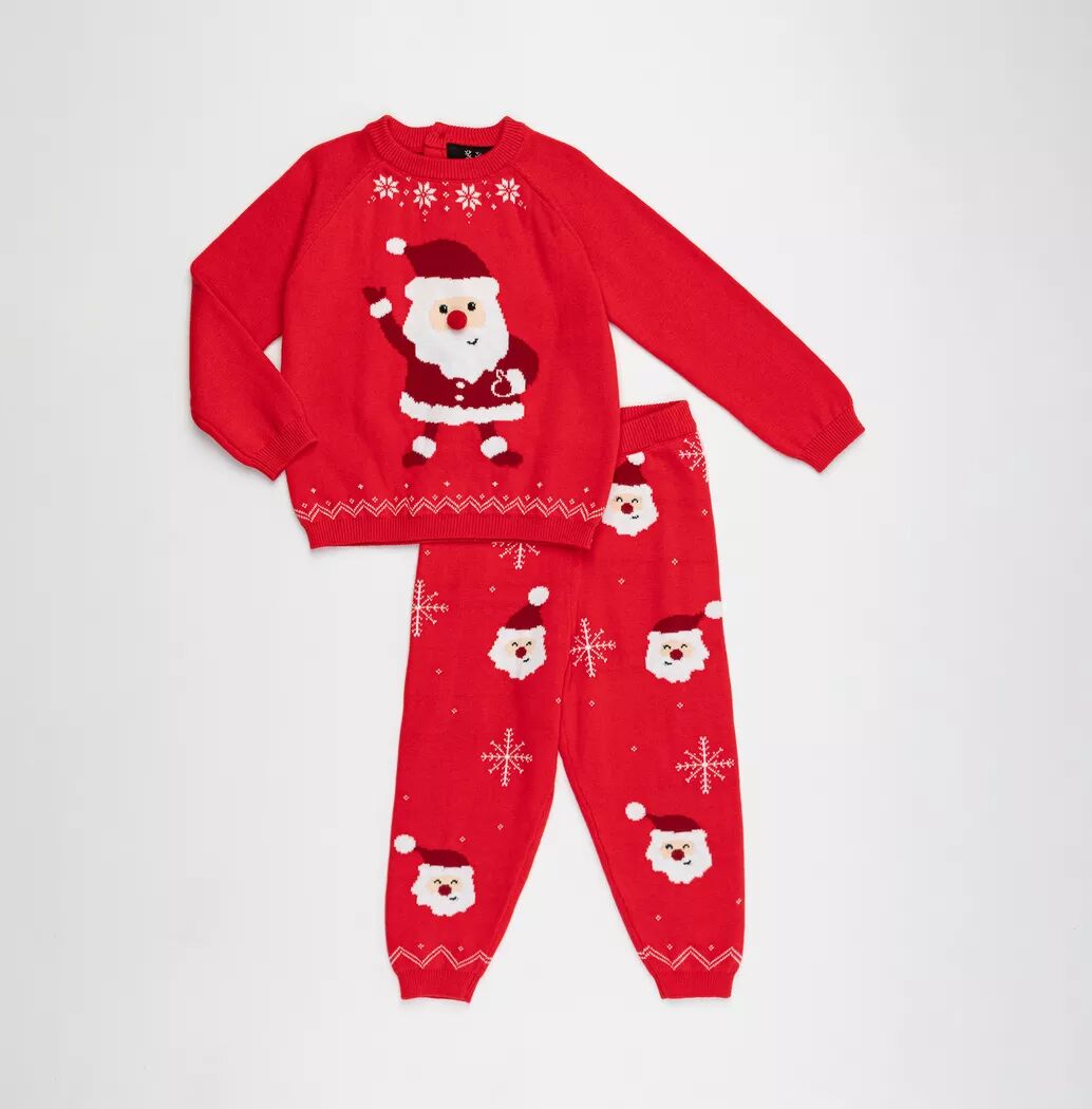 Manor Baby - Set: T-Shirt und Hose, Weihnachts strick set, 68, Rot