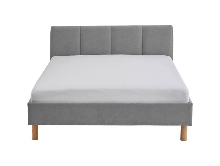 Bett Jess lichtgrau Stoff 140 x 200 cm - Bett