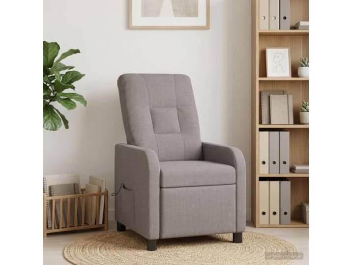 Relaxsessel Taupe Stoff mit verstellbarer Rückenlehne Metall- und Holzrahmen,100% Polyesterbezug,115°-160° verstellbar,feuchtes Tuch genügt,Reißverschluss