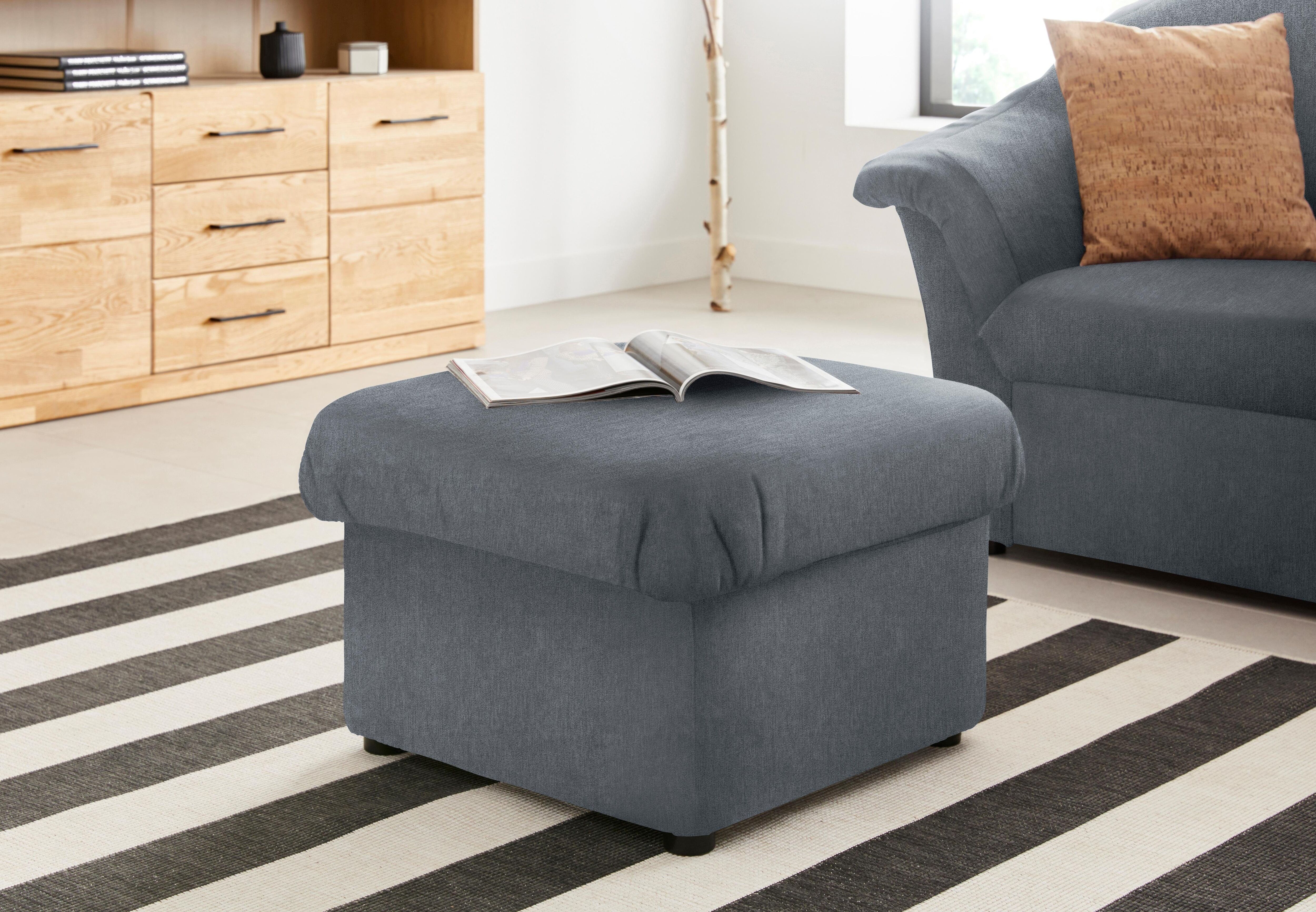 Hocker DOMO COLLECTION "Pegnitz", grau (steel), B:60cm H:39cm T:60cm, 95% Polyester, 5% Nylon, Hocker, Hocker