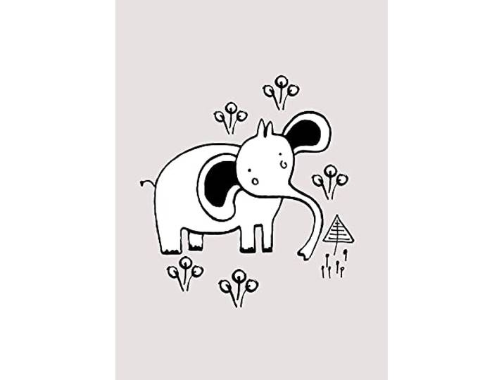 Komar Scribble Elephant – 50 x 70 cm Impression sur toile (sans cadre) Pure Boutique
