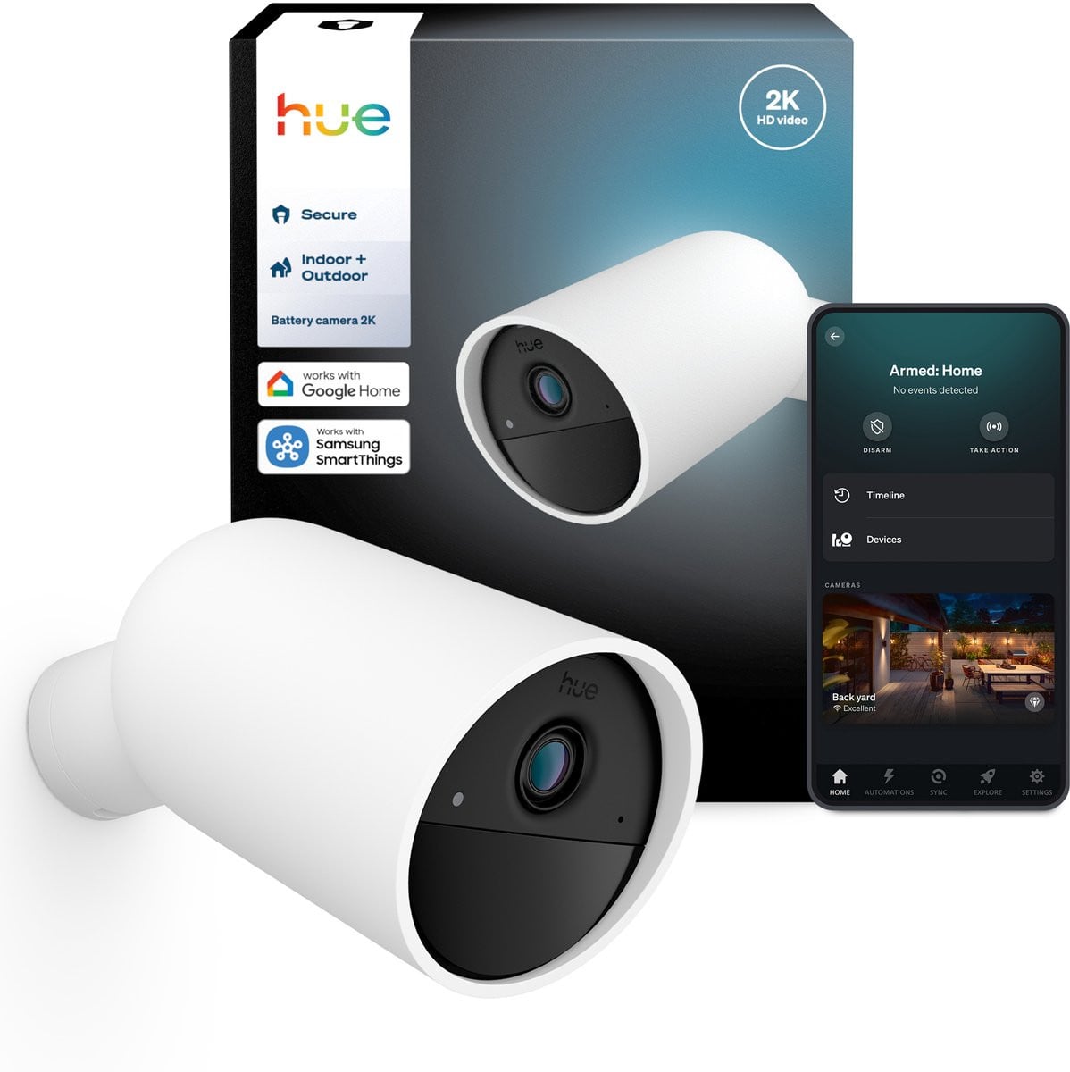 Philips Hue Secure Beveiligingscamera met batterij 2K Wit
