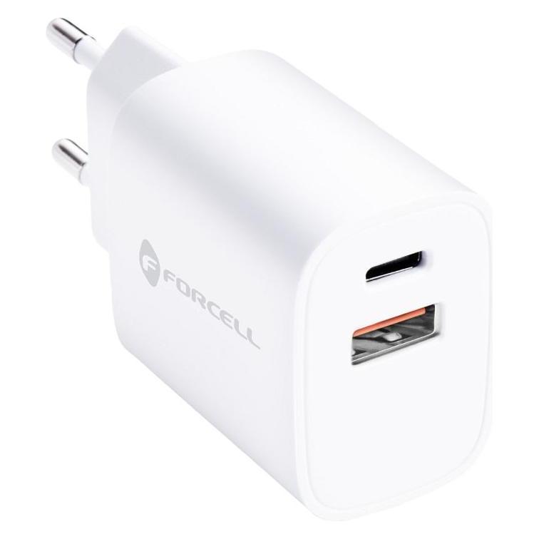Forcell Adapter F-ENERGY TFK-TC-35WPD travel charger Type C + USB A PD QC4.0 3A 35W white (35 W, 2 Ports) (5903396327568)