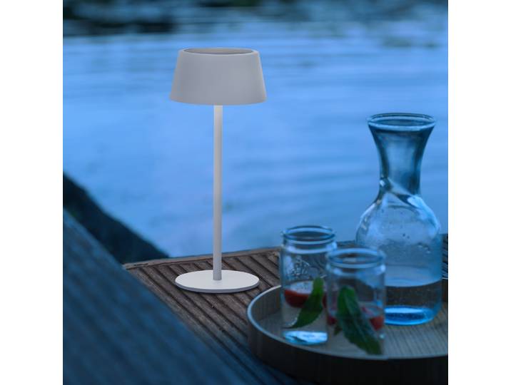 BRILLIANT Lampe d'extérieur blanche Picco rechargeable par USB + solaire 3 niveaux de luminosité métal/plastique