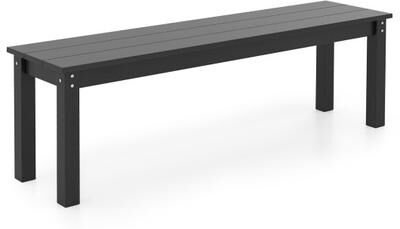 "Costway 55"" HDPE Outdoor Bench 2-3 People Weatherproof Backless Patio Garden Bench-Black"