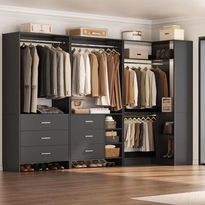 Rackcog Cimly Set of 3 Freestanding Corner Closet System, Space-saving Closet Organizer for Walk-in/ Reach-in Closet