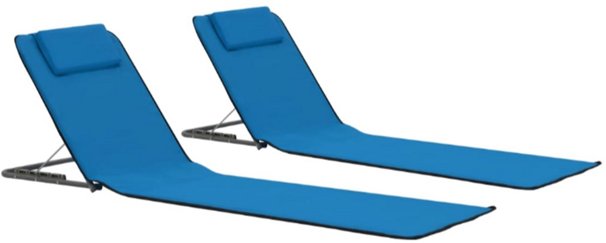 Vida XL Strandmatten inklapbaar, 2 stuks, blauw