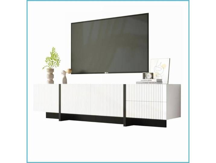 TV-Schrank 190 cm - 3 Türen & 2 Schubladen - Schwarz-Weiß