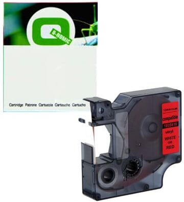 Q-Nomic 1805416 IND Rhino cinta vinilo blanco sobre rojo 12mm