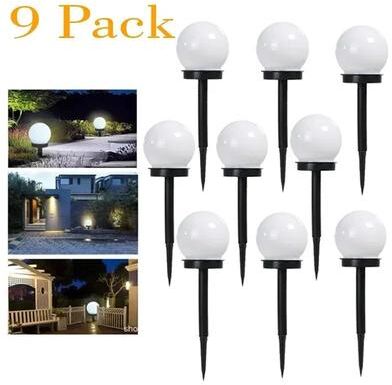Inspire Select Solar LED Globe Garden Light Waterproof Outdoor Landscape Lamp For Lawn, Yard, Pathway & Patio 9pack