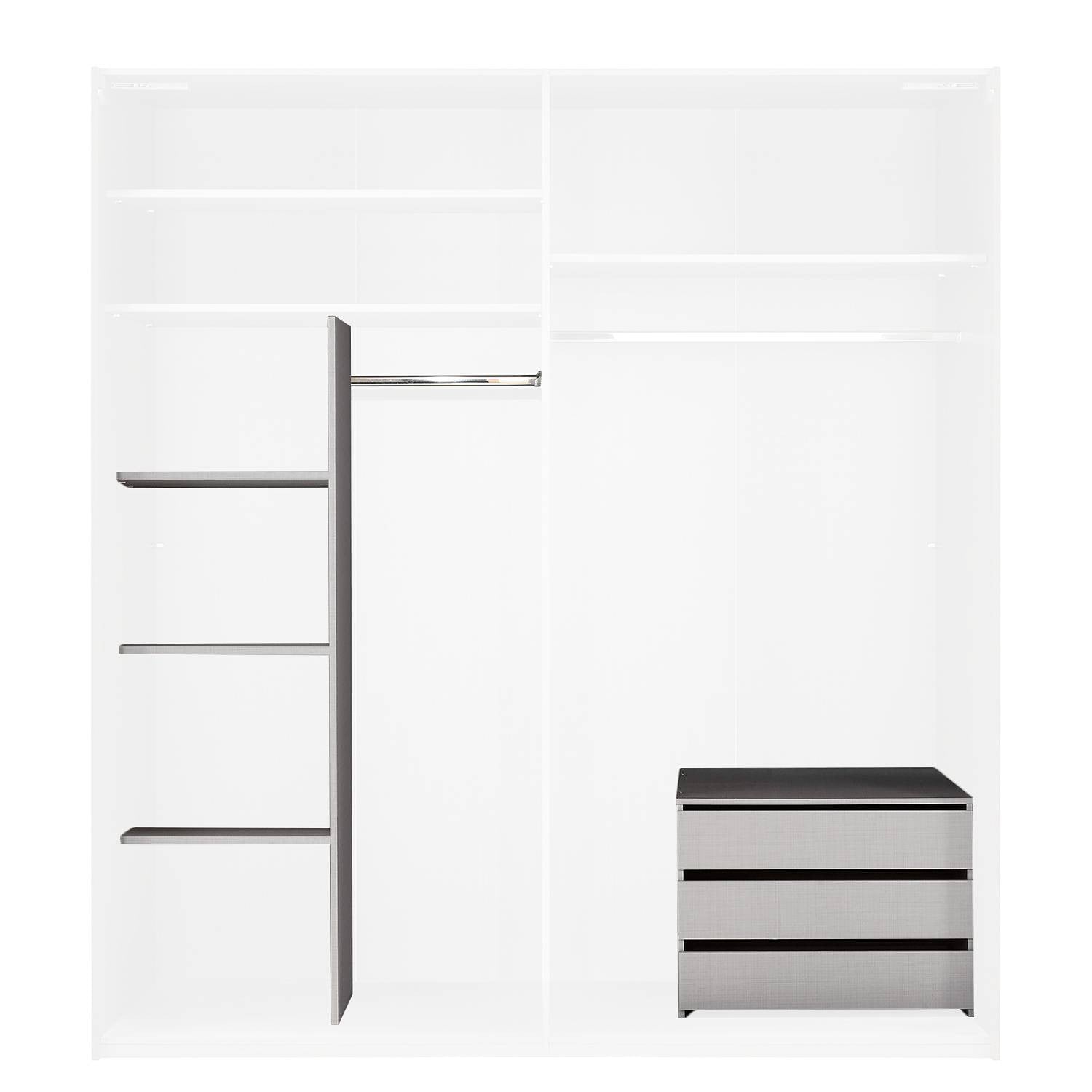 home24 Set accessoires voor kledingkasten 236cm grijs comfort