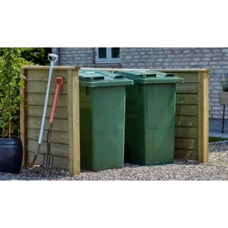 Mülltonnenverkleidung Klink - Mülltonnenbox, Kiefer/Fichte in schwarz - Holz-Mülltonnenabtrennung 192 x 108 x 104 cm - Mülltonnenabdeckung für Garten