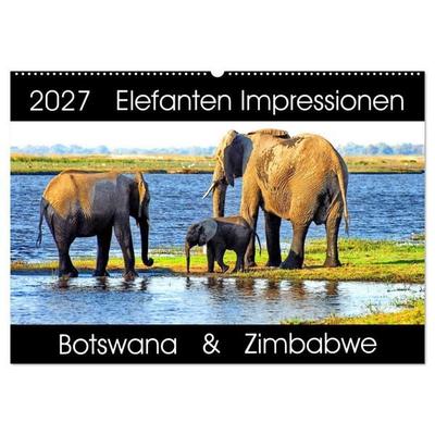 Elefanten Impressionen (Wandkalender 2027 DIN A2 quer), CALVENDO Monatskalender