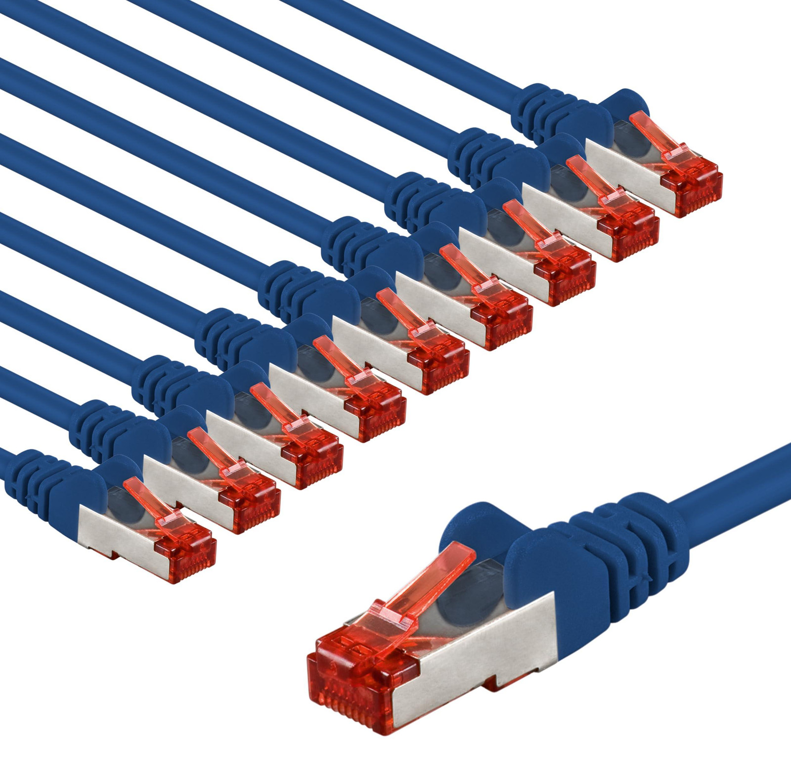 Goobay 65970 CAT6 netwerkkabel set van 10 stuks, afgeschermde S/FTP/CU Ethernet patchkabel