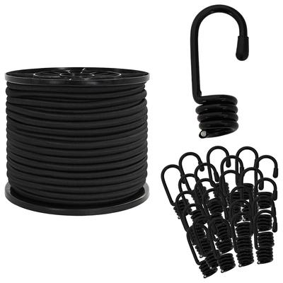 vidaXL Bungee-Schnüre mit Haken 8 mm Schwarz PP und Gummi
