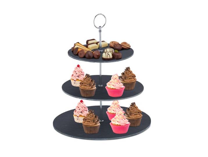 Relaxdays Schiefer Etagere 3 Etagen