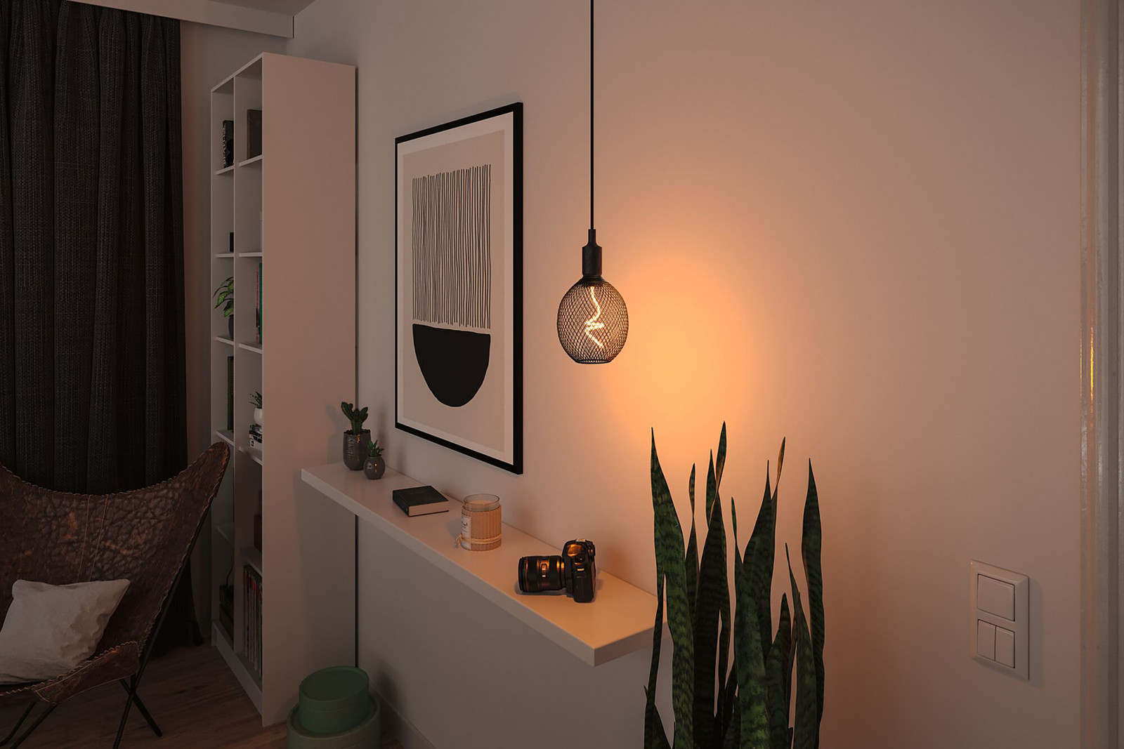 home24 LED-lichtbron Globe Type A, Warm wit, Zwart, Ø 11 cm