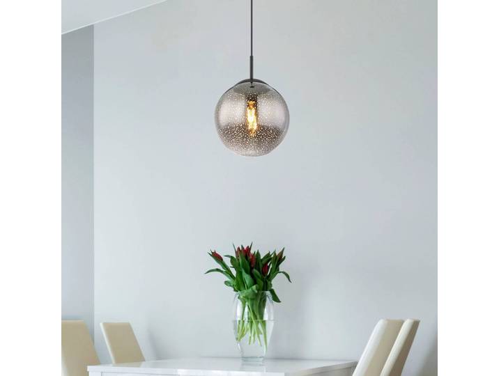 Globo Glas Hängelampe Samos, dimmbar, alu / grau / zink, für Wohn- / Esszimmer, Glas, Modern, Pendelleuchte