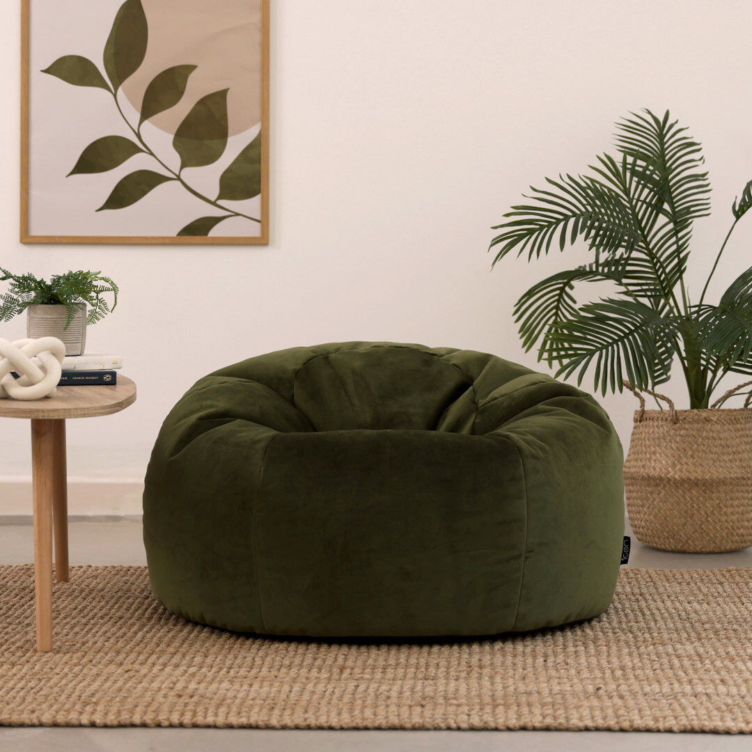 icon Kingston Classic Velvet Bean Bag Chair Taupe Bean Bags Olive Green Medium;Large