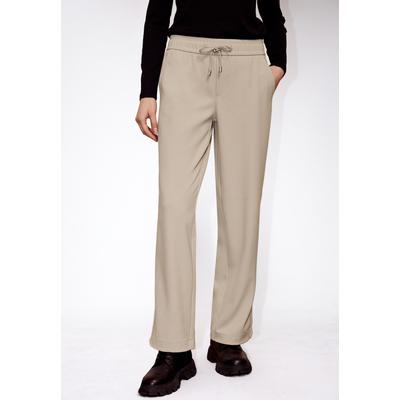 Jogger Pants STREET ONE STUDIO, Damen, Gr. 44, Länge 30, beige (buffed beige), Stoff, 69% Polyester, 27% Viskose, 4% Elasthan, unifarben, comfort fit lang, Hosen, Middle Waist