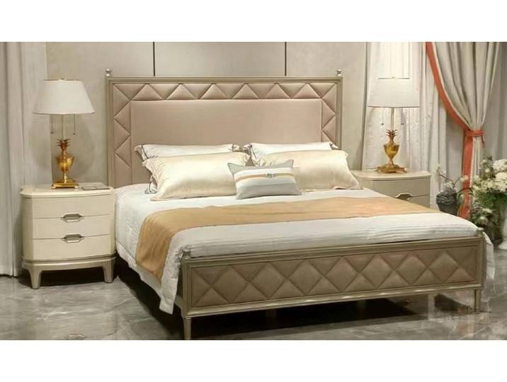 JVmoebel Polsterbett Beiges Leder-Doppelbett mit modernem Design und stabiler Konstruktion, Made in Europa