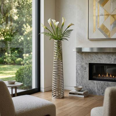 Sagebrook Home Elegant Floor Vase in Gold - Decorative Tall Vase for Posh Interiors, Aluminum, Home Decor Essentials