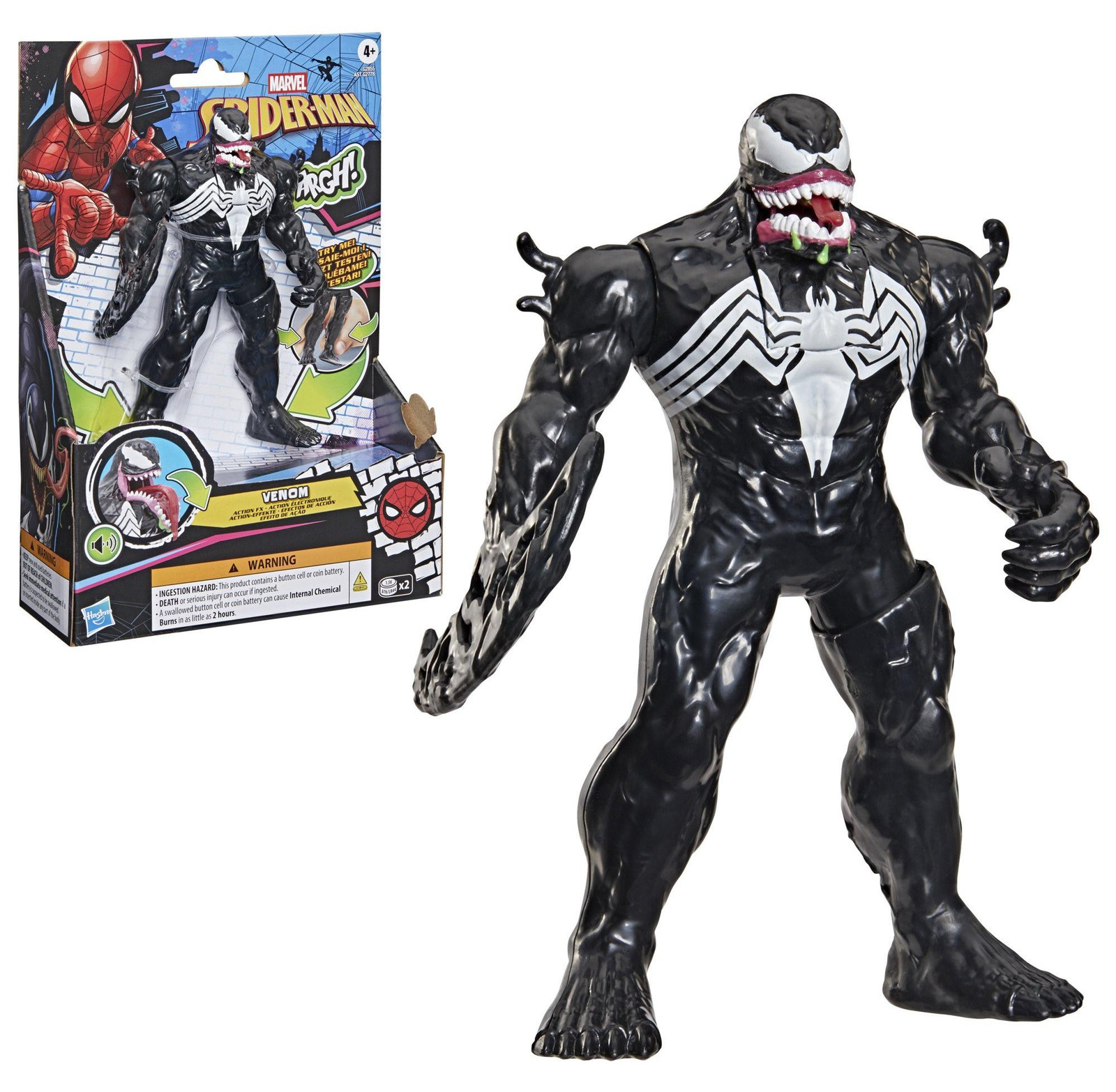 Hasbro Venom Electronic Action Figure met geluidseffecten, 15 cm, Spider-Man superheld speelgoed voor kinderen vanaf 4 jaar