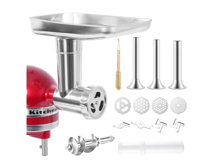 Fleischwolf Aufsatz aus Edelstahl für KitchenAid Küchenmaschinen Fleischwolf Aufsatz für Kitchen Aid Küchenmaschinen, korrosionsbeständig, spülmaschinenfest