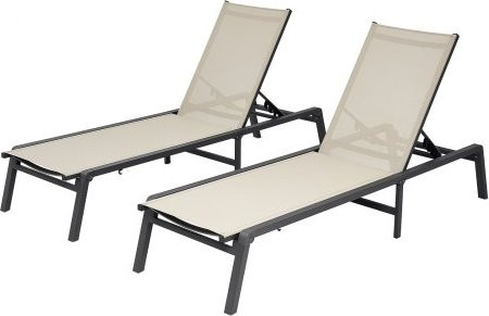 VEVOR Set van 2 opvouwbare aluminium ligstoelen met 5 verstelbare standen