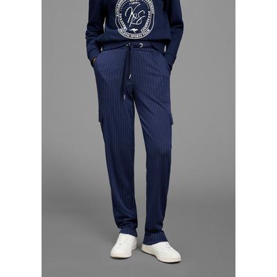 Wirkhose KANGAROOS, Damen, Gr. 48, N-Gr, blau (marine), Jersey, Obermaterial: 65% Polyester, 30% Viskose, 5% Elasthan, bequem knöchelfrei, Hosen, bequeme Passform, aus elastischem Jersey-Material mit Nadelstreifen