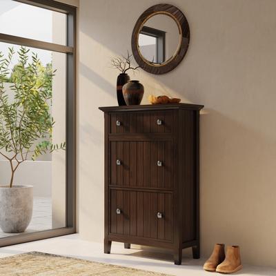 "WYNDENHALL Normandy 32 inch Wide Transitional Entryway Shoe Storage Cabinet in Brunette Brown - 12"" D x 31.5"" W x 43"" H"