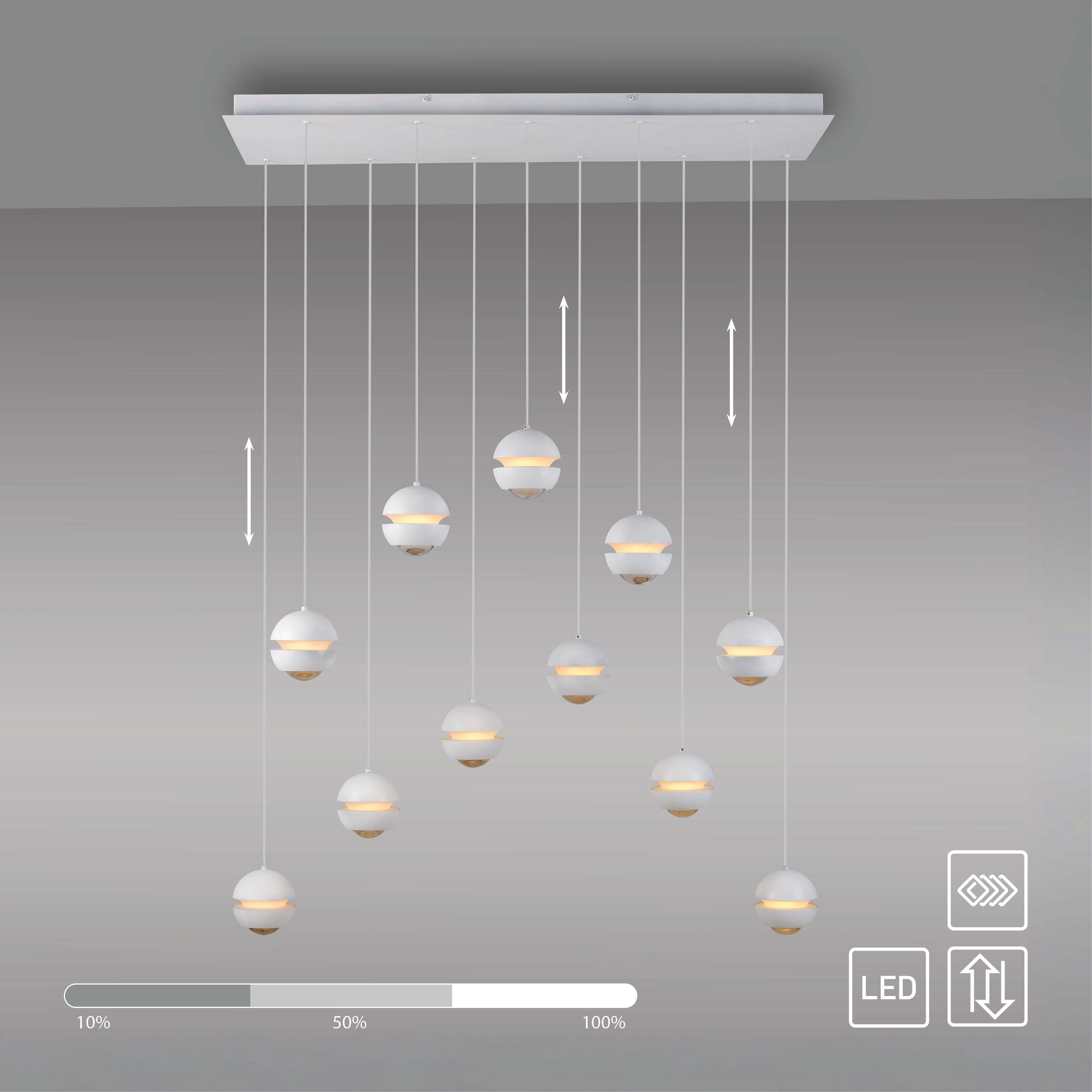 LED Pendelleuchte "LINI", weiß, 11, H: 22cm, 1 Stk., SCHÖNER WOHNEN-KOLLEKTION, Leuchten, SCHÖNER WOHNEN Kollektion, 3-Stufen Dimmer, Comfort-Lift, LED Pendelleuchte
