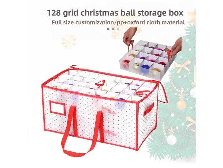 Boîte de rangement spéciale en matériau PP, cadeau de noël, décoration de boule colorée, boîte de rangement pliable Shengyan, boîte de rangement à 128 grilles