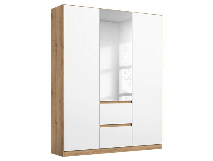 Drehtürenschrank Nidda Weiß, Eiche Artisan