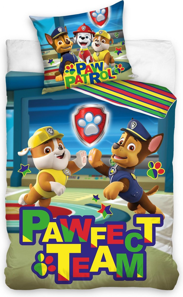 PAW Patrol Dekbedovertrek Pawfect Team Eenpersoons 140 x 200 cm Katoen