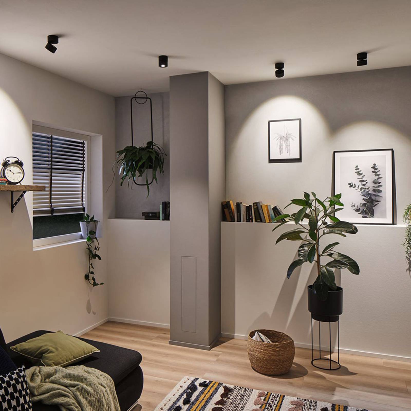 Paulmann Spircle LED downlight matt black, Black, Living / Dining Room, Aluminium, Modern, Ceiling Light