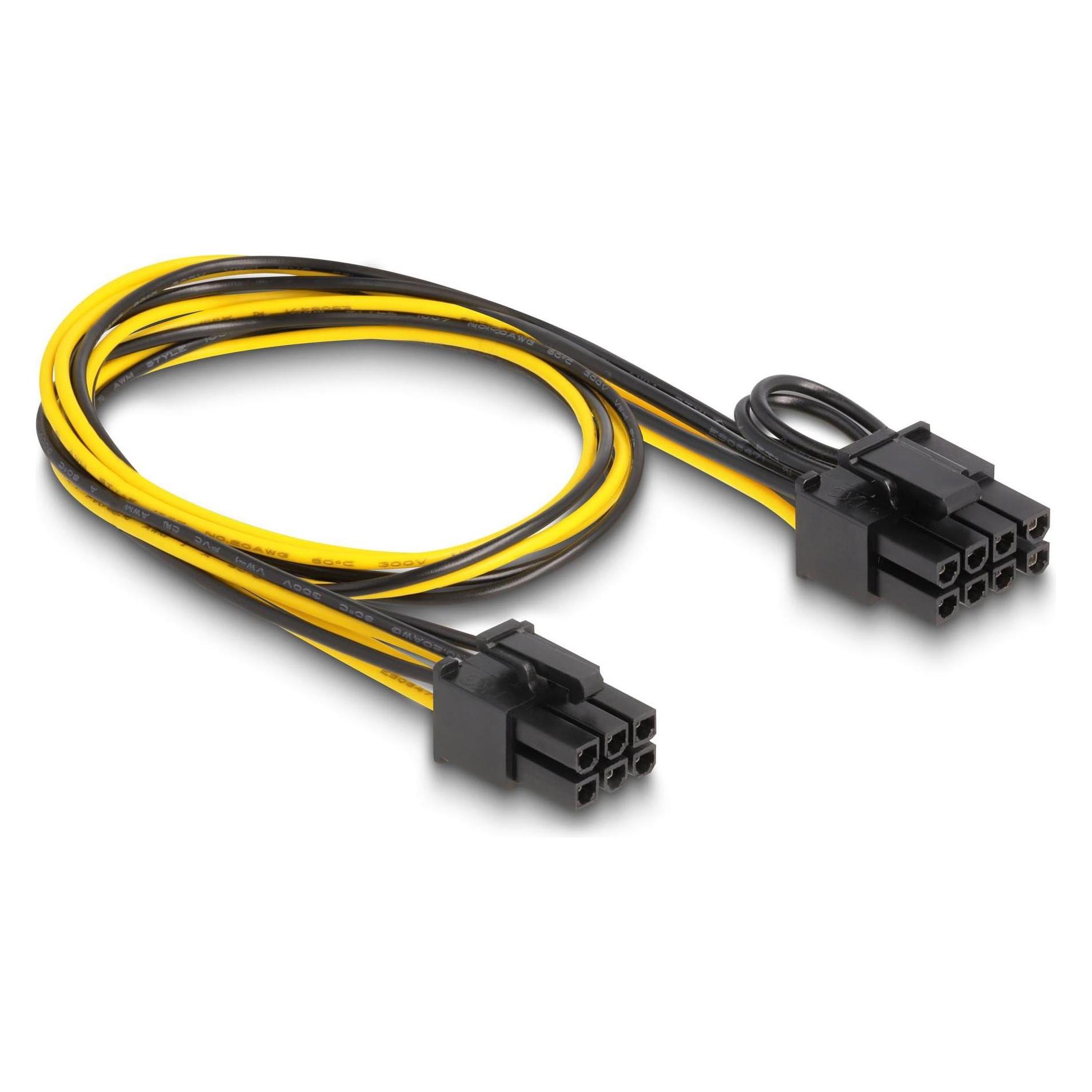 Delock Stromkabel PCI Express 6 Pin Stecker zu PCI Express 6+2 Pin Stecker 50 cm (50 cm, 6 pin PCI-Express) (83004)