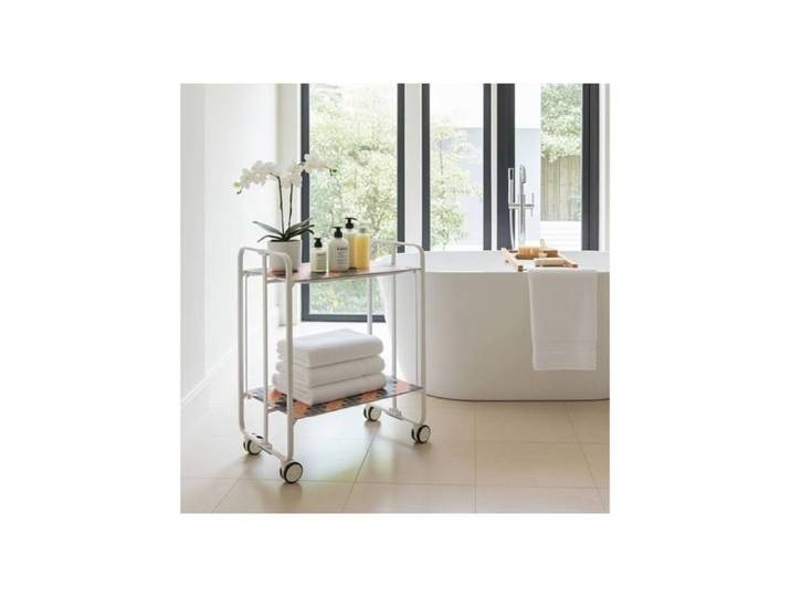 Desserte pliante BAUHAUS avec roulettes Structure blanche 2 niveaux 4 positions DON HIERRO. 8787