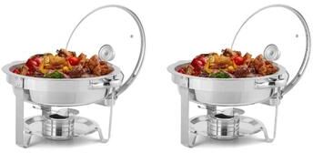 2 Set Stainless Steel 5 Quarts Round Chafing Dish