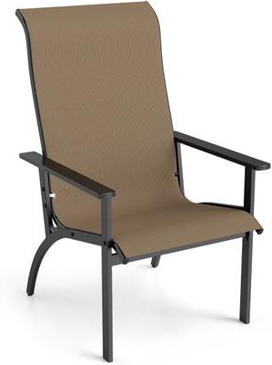 Costway Outdoor Adirondack Chair with High Back and Metal Frame for Porch Garden-Coffee