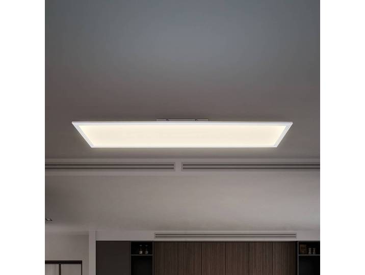 B.K. Licht LED-Panel Brian CCT, weiß, 100 x 25 cm, Fernbedienung Brian, dimmbar, weiß / opal, für Arbeitszimmer / Büro, Metall, LED Panel